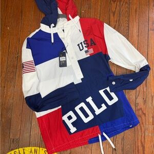 Polo by Ralph Lauren Kids USA Colorblock Raincoat - Red, Blue, White